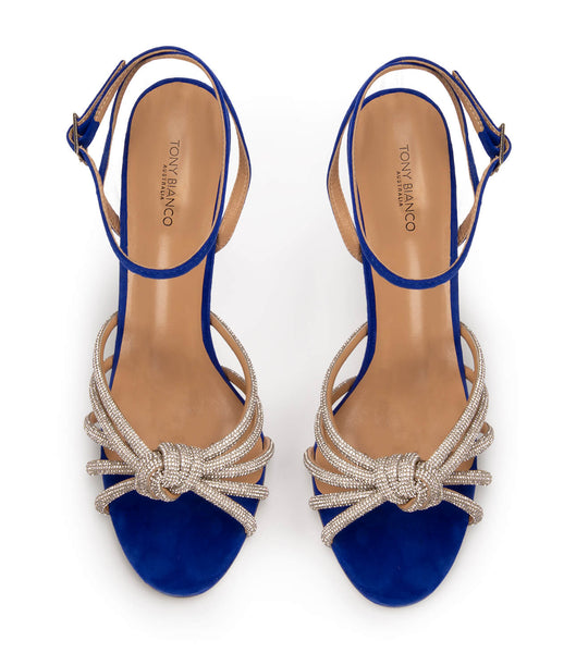 Azure Tony Bianco Kyla Azure Suede 11cm Strappy Heels | AZADF59683