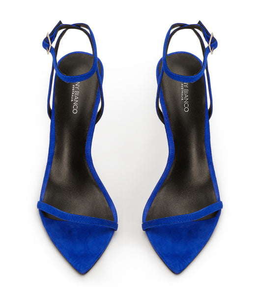 Azure Tony Bianco Myra Azure Suede 10.5cm Bling Heels | BZASO12966