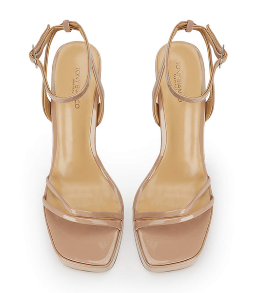 Beige Tony Bianco Dandy Coco Patent 11.5cm Strappy Heels | XZABH47370