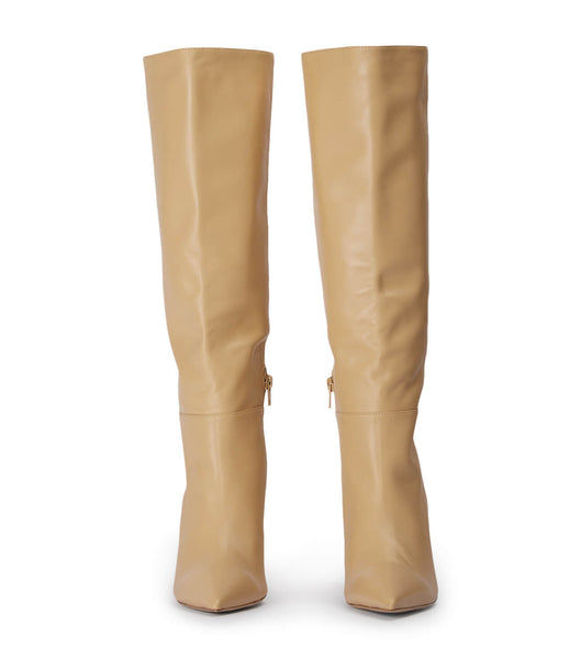 Beige Tony Bianco Drake Butter Nappa 9.5cm Mid Calf Boots | QZAWA81490