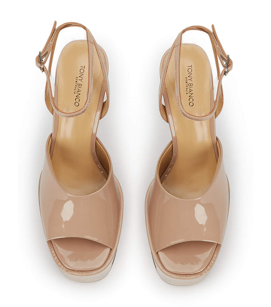 Beige Tony Bianco Journey Coco Patent 15cm Platform Shoes | ZAEAH75081