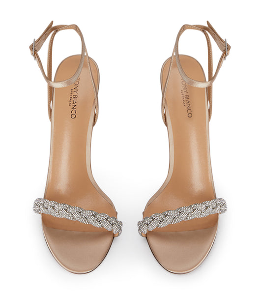 Beige Tony Bianco Kosta Nude Satin 11cm Bridal Heels | EZAHC29614