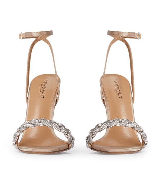 Beige Tony Bianco Kosta Nude Satin 11cm Bridal Heels | EZAHC29614