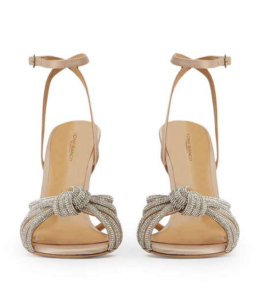 Beige Tony Bianco Kyla Nude Satin 11cm Strappy Heels | EZAVG90160