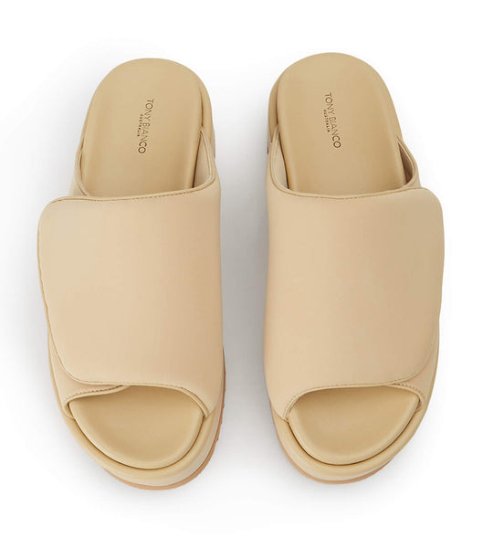 Beige Tony Bianco Roxana Nude Scuba 6cm Slides | MZAFT20678