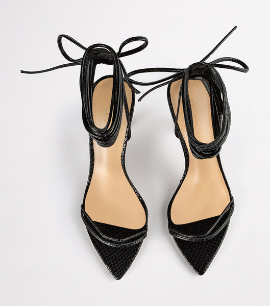 Black / Snake Tony Bianco Millie Black Snake 10.5cm Event Heels | QZAUV30557