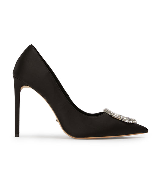 Black Tony Bianco Alison Black Satin 10.5cm Bling Heels | AZADF75167