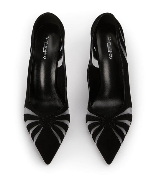 Black Tony Bianco Arrow Black Suede 10.5cm Court Shoes | MZAFT19761