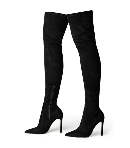 Black Tony Bianco Avah Black Stretch Suede 10.5cm Heeled Boots | ZAEAH31439