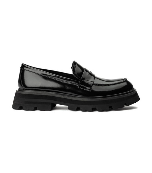 Black Tony Bianco Axell Black Hi Shine 4.5cm Loafers | TZAPQ13972