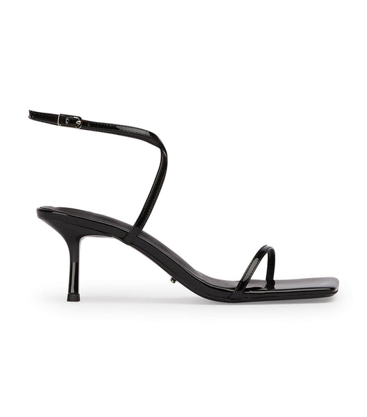 Black Tony Bianco Axent Black Patent 6.5cm Strappy Heels | ZAEAH14825