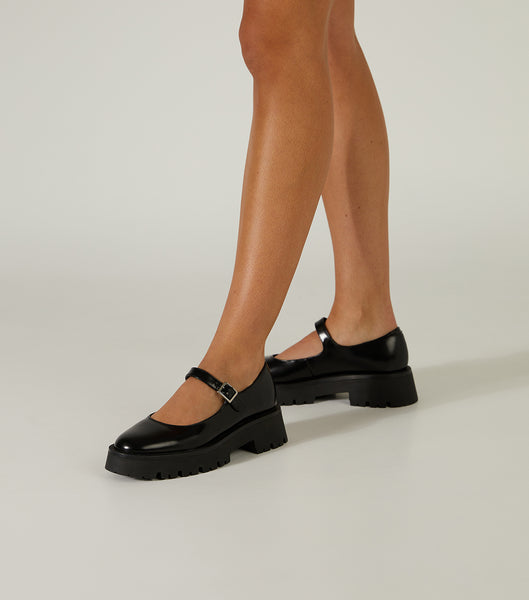 Black Tony Bianco Betsy Black Hi Shine 4.5cm Loafers | TZAPQ59104