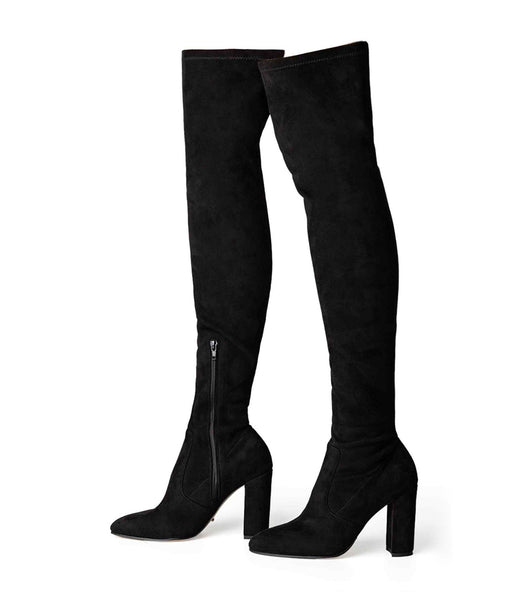 Black Tony Bianco Bloom Black Stretch Suede 9.5cm Heeled Boots | QZAWA27656