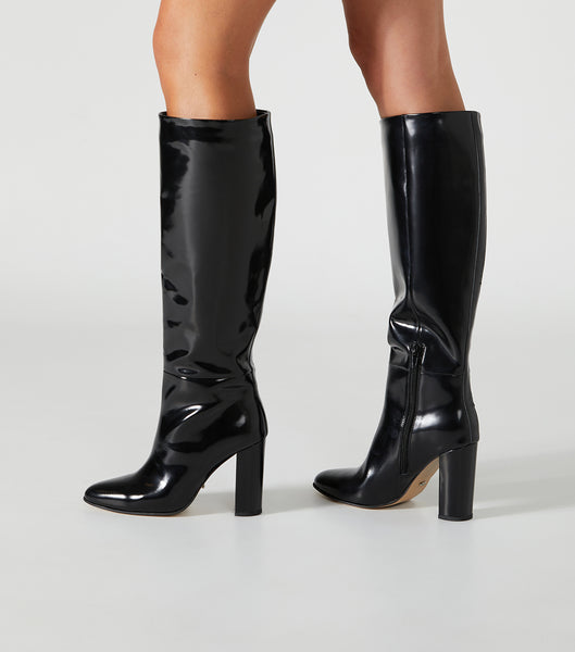 Black Tony Bianco Boss Black Hi Shine 9.5cm Knee High Boots | DZAKV81787