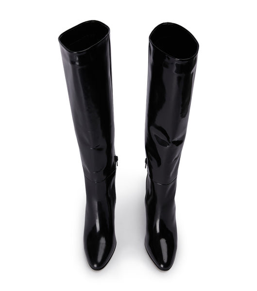 Black Tony Bianco Boss Black Hi Shine 9.5cm Knee High Boots | DZAKV81787