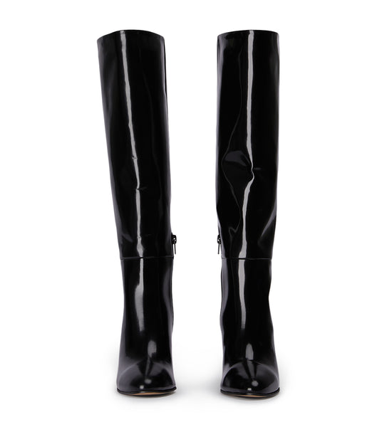 Black Tony Bianco Boss Black Hi Shine 9.5cm Knee High Boots | DZAKV81787