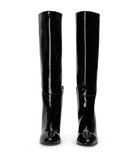 Black Tony Bianco Boss Black Patent 9.5cm Mid Calf Boots | EZAHC61013