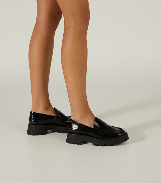 Black Tony Bianco Brooklyn Black Hi Shine 4.5cm Loafers | ZANZX91705