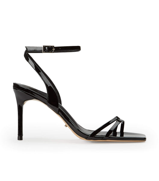 Black Tony Bianco Camelia Black Patent 8.5cm Strappy Heels | ZAQCS49314