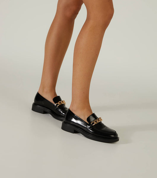 Black Tony Bianco Candice Black Hi Shine 4.5cm Loafers | ZZAMJ73196