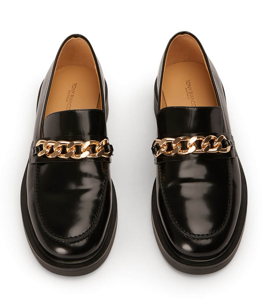 Black Tony Bianco Candice Black Hi Shine 4.5cm Loafers | ZZAMJ73196