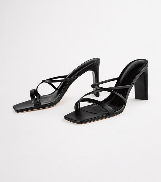 Black Tony Bianco Classic Black Nappa 8.5cm Strappy Heels | EZAVG73210