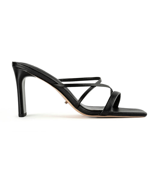 Black Tony Bianco Classic Black Nappa 8.5cm Strappy Heels | EZAVG73210