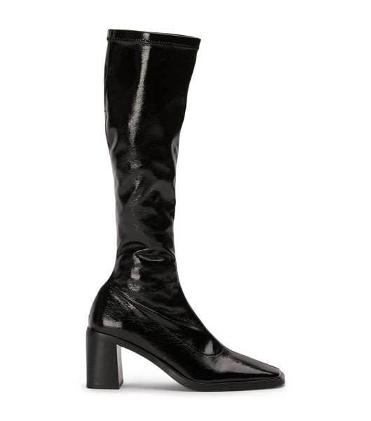 Black Tony Bianco Damon Black Crinkle Patent 7.5cm Knee High Boots | ZAQAV78112