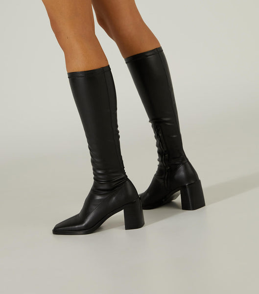 Black Tony Bianco Damon Black Venezia 7.5cm Knee High Boots | XZABH25166