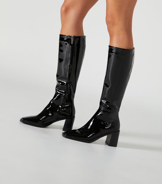 Black Tony Bianco Darby Black Patent 7.5cm Mid Calf Boots | FZAHY73985