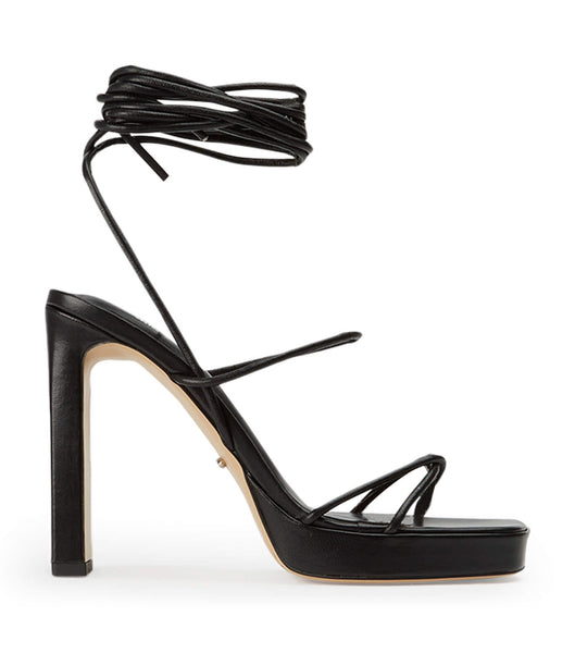 Black Tony Bianco Deon Black Nappa 11.5cm Strappy Heels | AZAWC83465