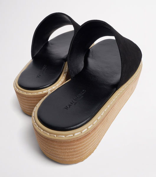 Black Tony Bianco Elke Black 4.5cm Flat Sandals | ZAXMI93089