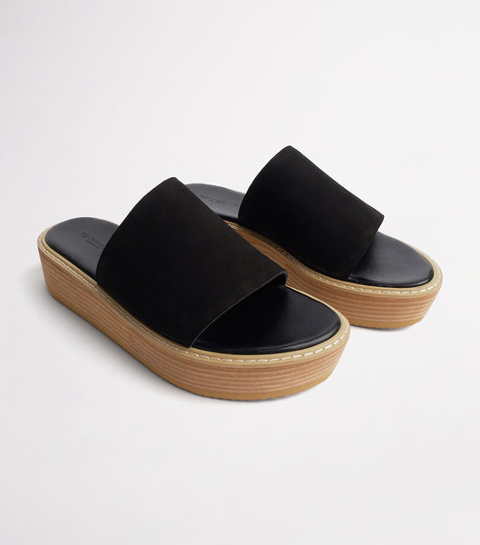 Black Tony Bianco Elke Black 4.5cm Slides | FZAUI62941