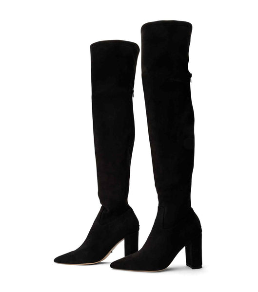 Black Tony Bianco Estella Black Stretch Suede 8.5cm Stretch Boots | EZAVG77539