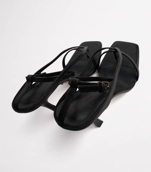 Black Tony Bianco Faythe Black Kid 10.5cm Thong Sandals | MZAFT25451