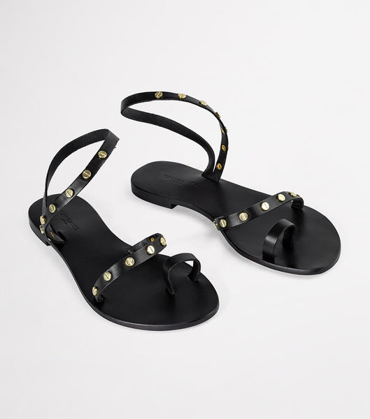 Black Tony Bianco Finola Black 1cm Flat Sandals | ZAJVR31218