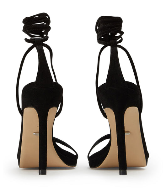 Black Tony Bianco Fleur Black Suede 11cm Strappy Heels | QZAUV61818