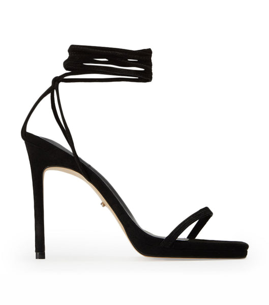 Black Tony Bianco Fleur Black Suede 11cm Strappy Heels | QZAUV61818