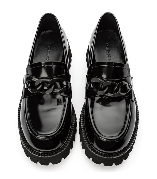 Black Tony Bianco Georgi Black Hi Shine 4cm Loafers | ZAZPD68350