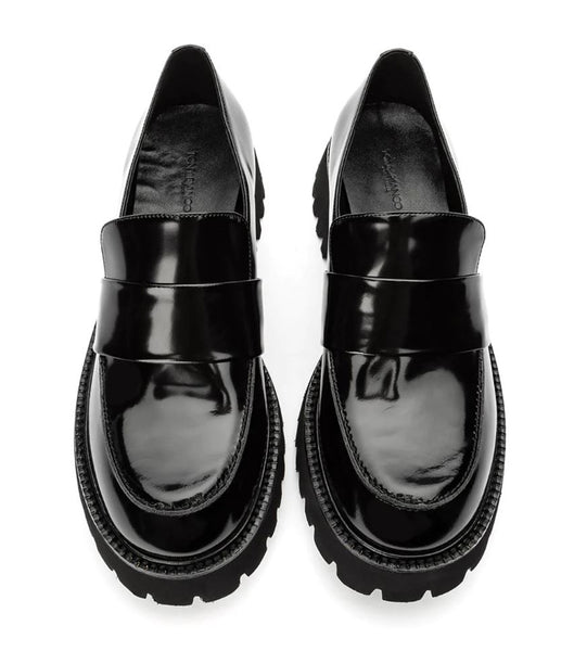 Black Tony Bianco Gisele Black Hi Shine 4cm Loafers | ZANEJ82409