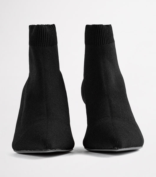 Black Tony Bianco Gwen Black Sock Knit 6.5cm Ankle Boots | AZADF55260