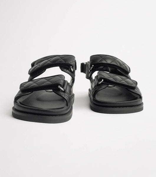 Black Tony Bianco Hiranni Black Sheep Nappa 3.5cm Flat Sandals | ZAEGJ21054