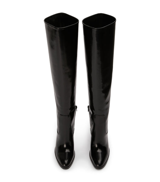 Black Tony Bianco Hot Black Hi Shine 10.5cm Knee High Boots | ZAICD79016