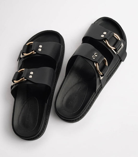 Black Tony Bianco Hunter Black Como 3.5cm Flat Sandals | GZAUC73599