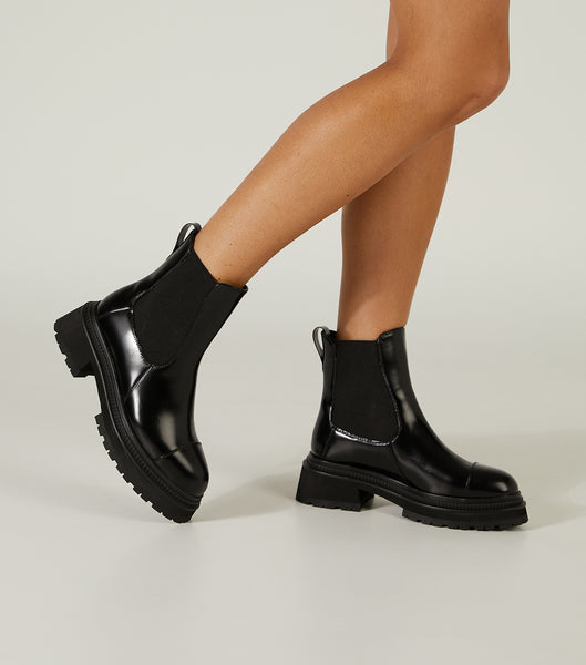 Black Tony Bianco Hurricane Black Hi Shine 5.5cm Combat Boots | EZAHC11797