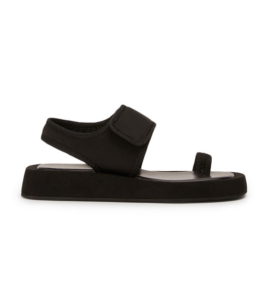 Black Tony Bianco Iso Black Neoprene 3.5cm Flat Sandals | ZANEJ92095