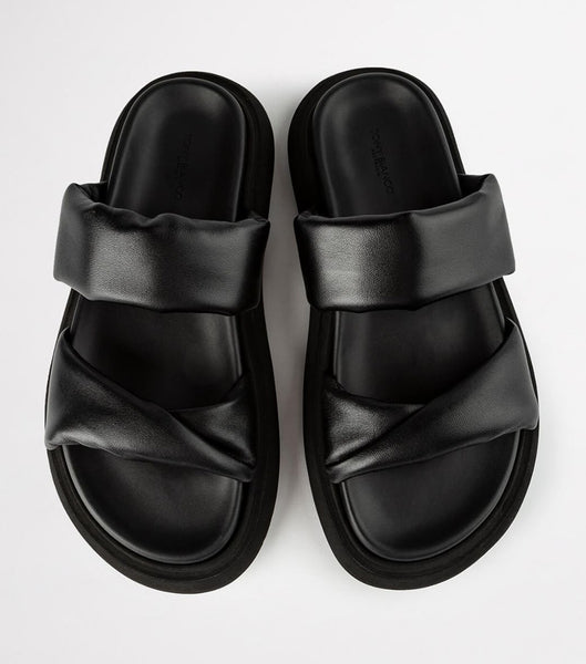 Black Tony Bianco June Black Nappa 3cm Slides | DZAVO66092