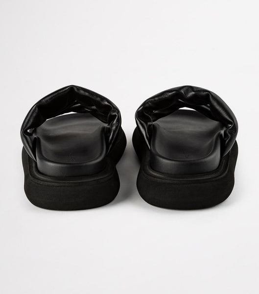 Black Tony Bianco June Black Nappa 3cm Slides | DZAVO66092