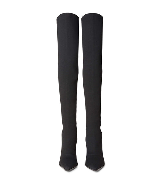 Black Tony Bianco Kori Black Sock Knit 9.5cm Stiletto Boots | YZAVQ30751