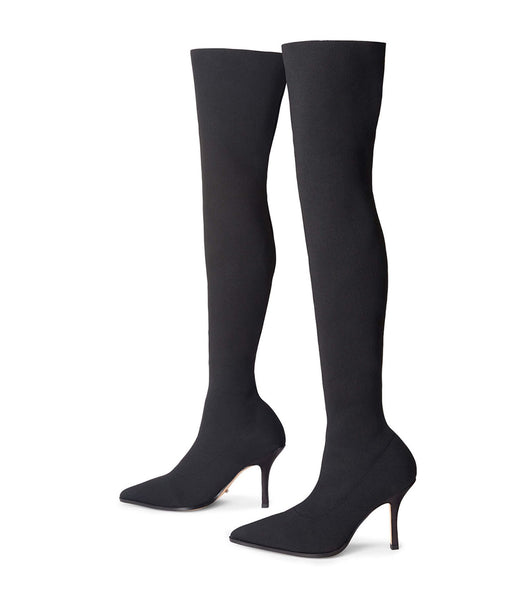 Black Tony Bianco Kori Black Sock Knit 9.5cm Stiletto Boots | YZAVQ30751